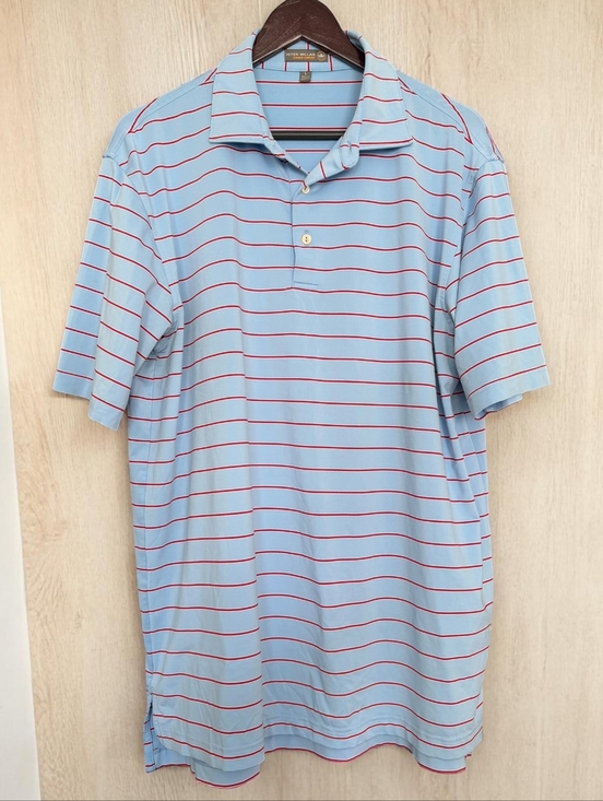 Peter Millar Other - Peter Millar Summer Comfort Polo Shirt Men’s Large Blue Red Stripe Stretch Golf